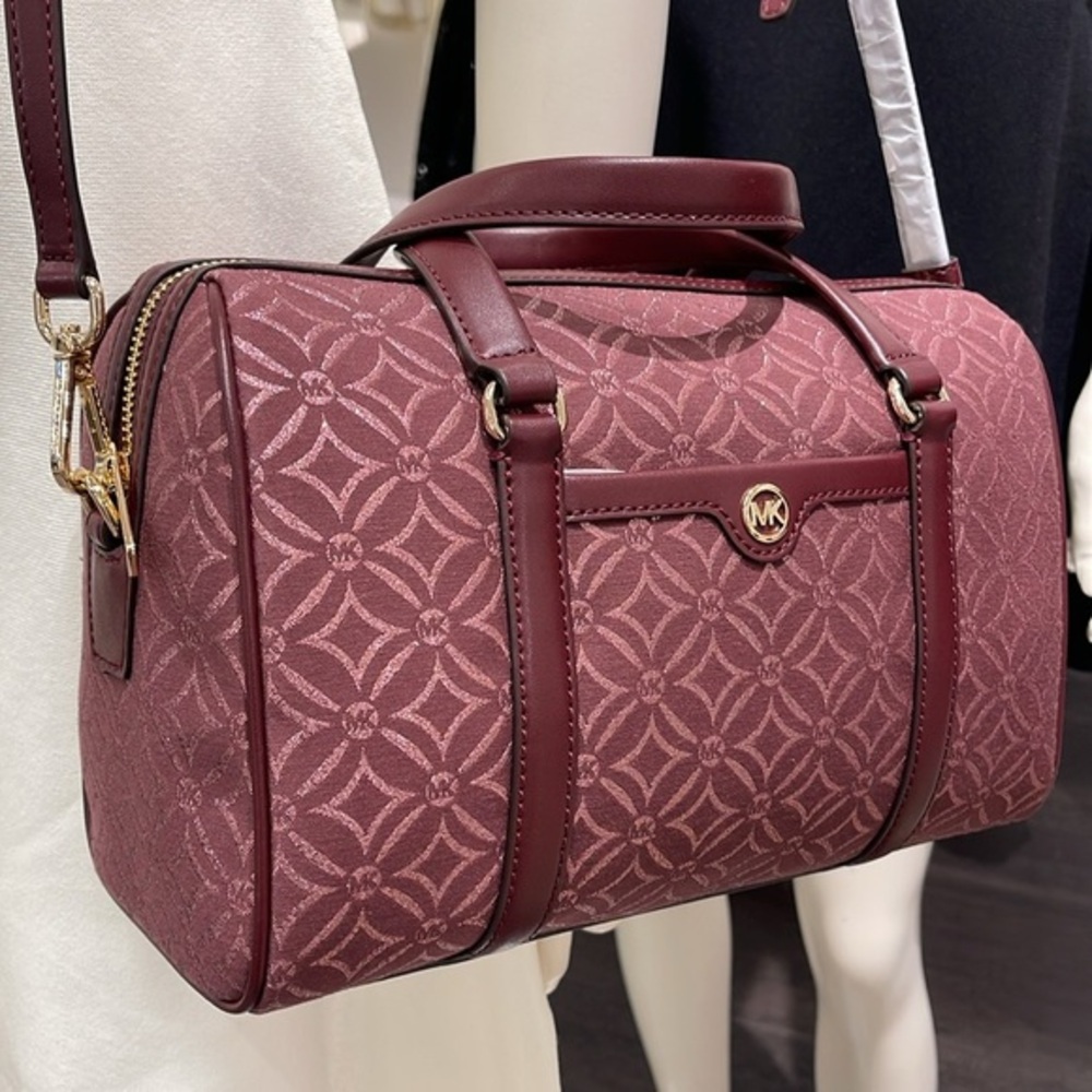 MICHAEL KORS JST TRAVEL MEDIUM DUFFLE SATCHEL SHOULDER CROSSBODY BAG MK OXBLOOD